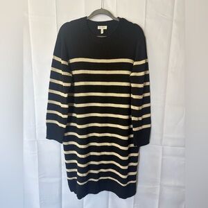 Jessica Simpson Black and Tan Striped Sweater Dress - Size L